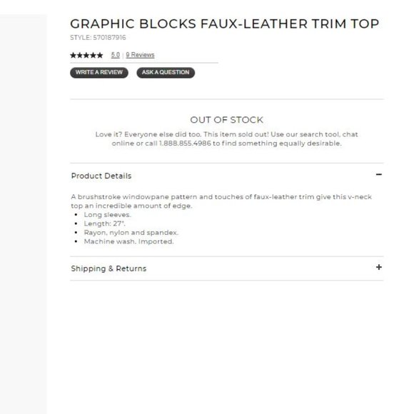 NWT Chico’s GRAPHIC BLOCKS FAUX-LEATHER TRIM TOP - Picture 5 of 6